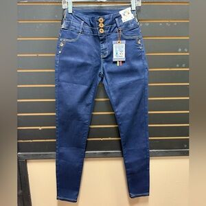 Women's Blue High-Waisted sexy butt push up Jeans